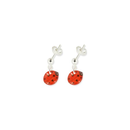 Boucles d'oreilles Ribambelle coccinelle en argent