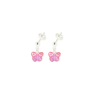 Boucles d'oreilles Ribambelle papillon en argent