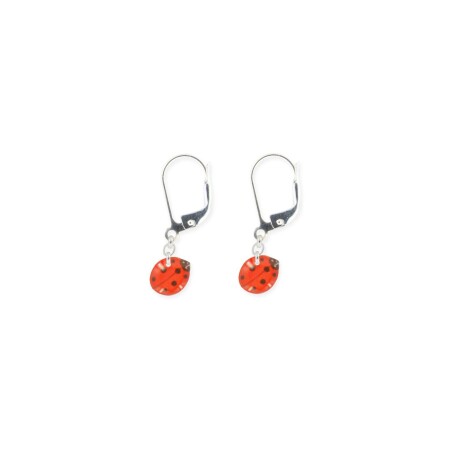 Boucles d'oreilles Ribambelle coccinelle en argent