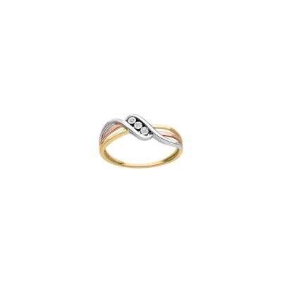 Bague en or jaune, or rose, or blanc et diamant