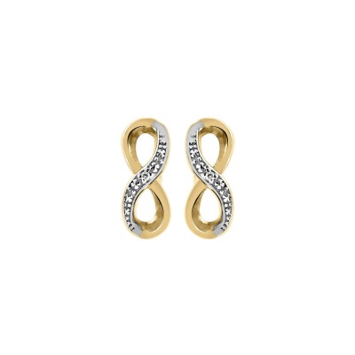 Boucles d'oreilles en or jaune et oxyde de zirconium