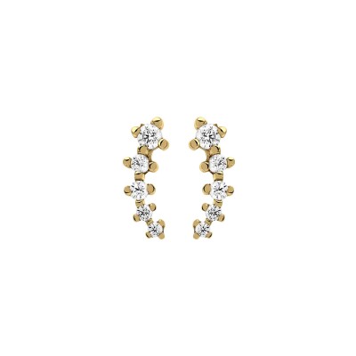 Boucles d'oreilles en or jaune et oxyde de zirconium