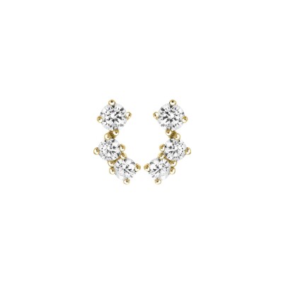 Boucles d'oreilles en or jaune et oxyde de zirconium