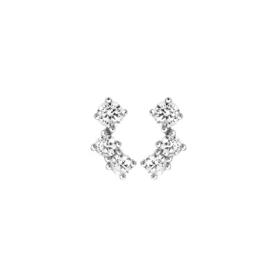 Boucles d'oreilles en or blanc et oxyde de zirconium