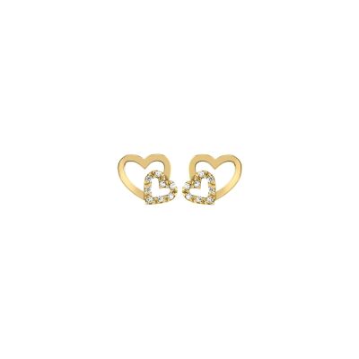 Boucles d'oreilles en or jaune et oxyde de zirconium