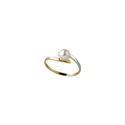 Bague en or jaune, or blanc et perle de culture d'eau douce