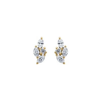 Boucles d'oreilles en or jaune et oxyde de zirconium