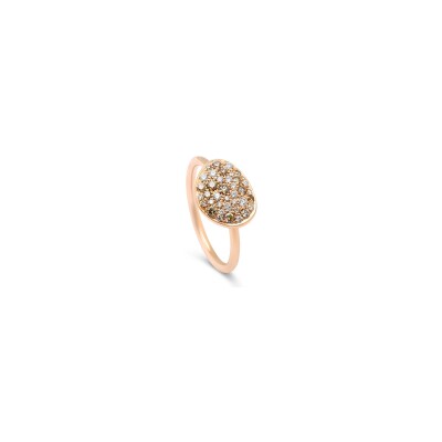Bague Galet en or rose, diamants bruns et diamants