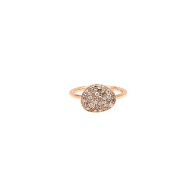 Bague Galet en or rose, diamants bruns et diamants