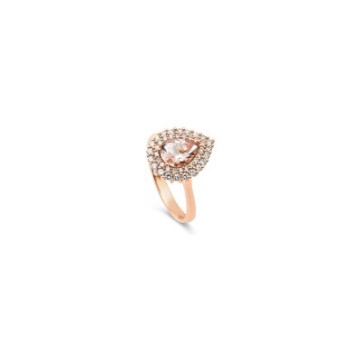 Bague San Marco en or rose, morganite et entourage diamants
