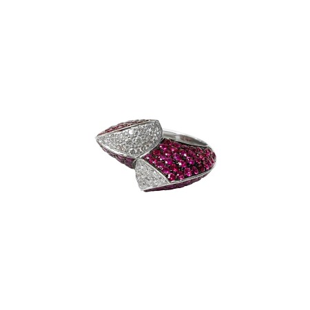 Bague Isabelle Barrier en or blanc, rubis et diamants, taille 53