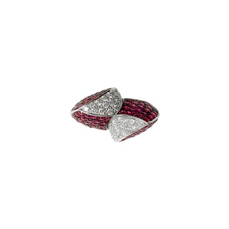 Bague Isabelle Barrier en or blanc, rubis et diamants, taille 53