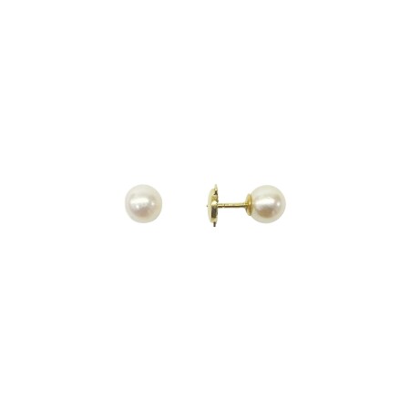 Boucles d'oreilles Isabelle Barrier en or jaune et perle 