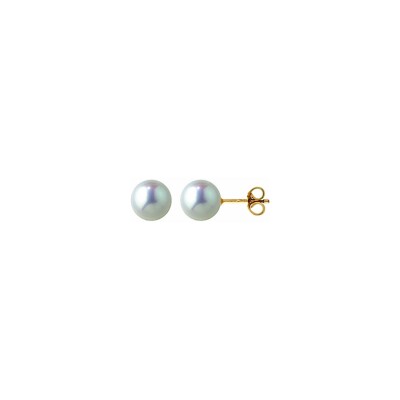 Boucles d'oreilles en or jaune et perle de culture Akoya