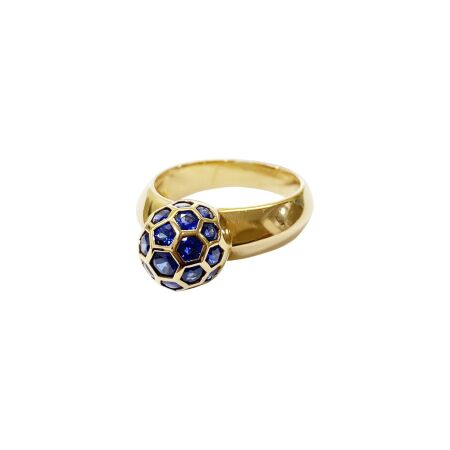 Bague Isabelle Barrier en or jaune et saphir, taille 53