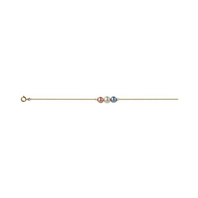 Bracelet en or jaune et perle de culture d'eau douce, 18cm