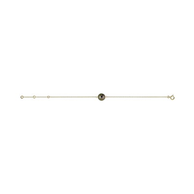 Bracelet en or jaune et perle de culture de Tahiti, 18cm