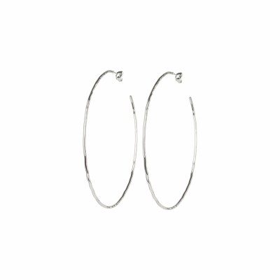 Boucles d'oreilles créoles Les interchangeables en métal argenté et satin