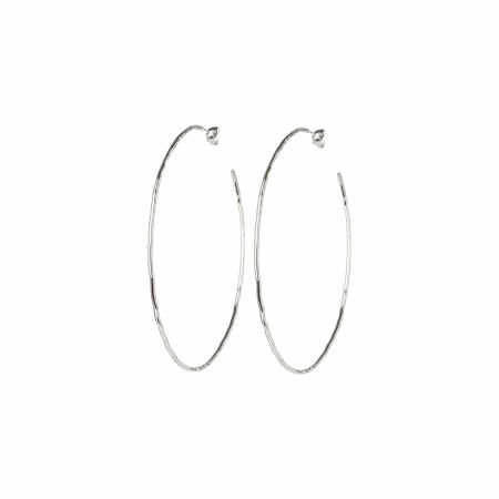 Boucles d'oreilles créoles Les interchangeables en métal argenté et satin