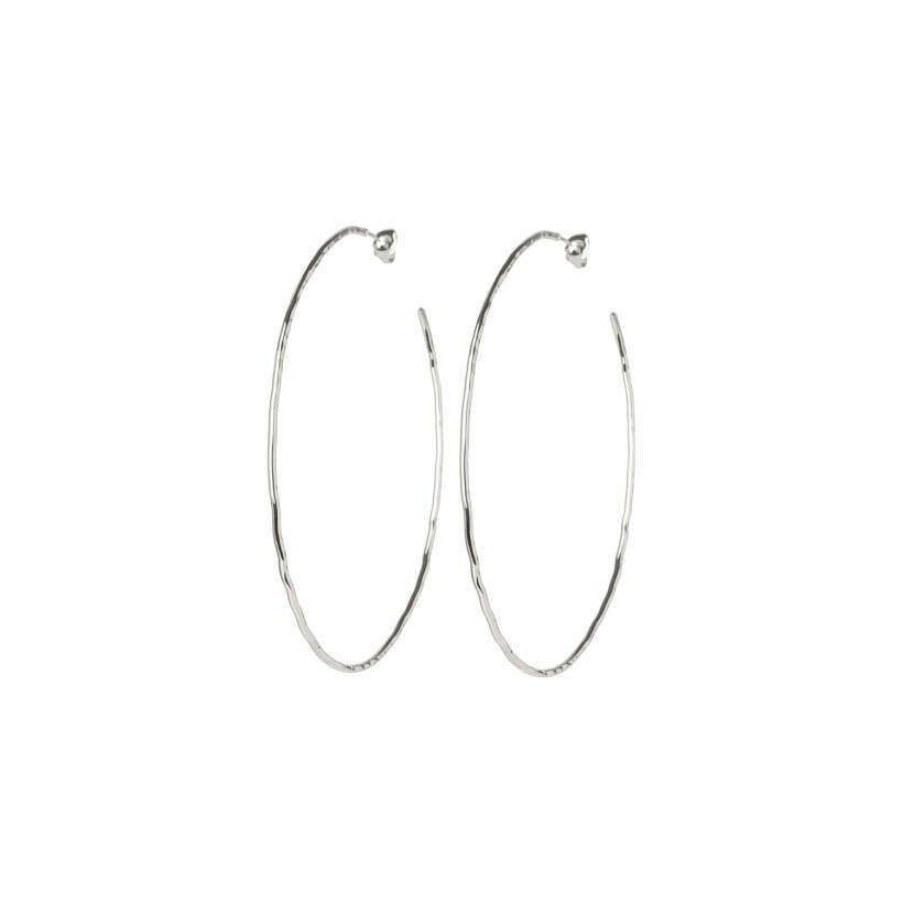 Boucles d'oreilles créoles Les interchangeables en métal argenté et satin