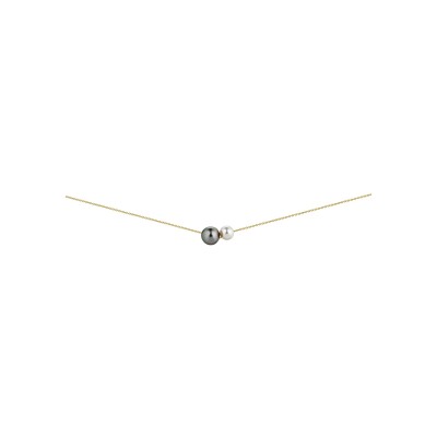 Collier en or jaune et perle de culture de Tahiti, 45cm