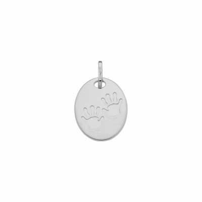 Médaille mains en or blanc