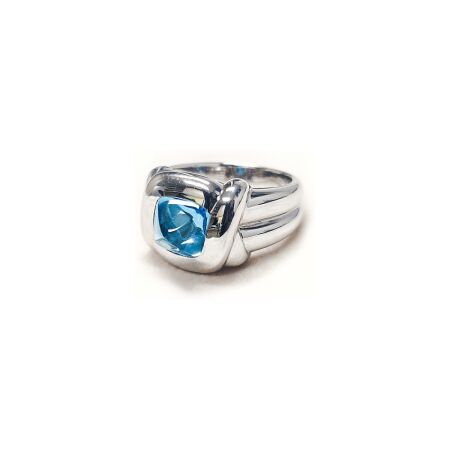 Bague Isabelle Barrier en or blanc et topaze bleue, taille 54