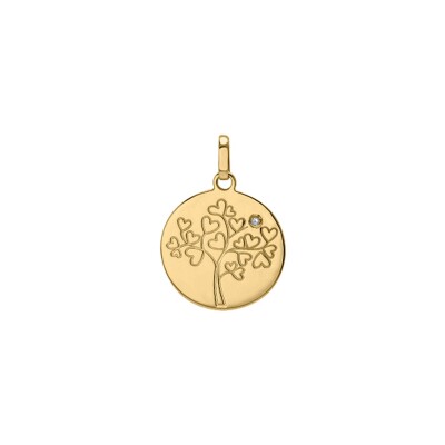 Pendentif arbre de vie en or jaune et diamant