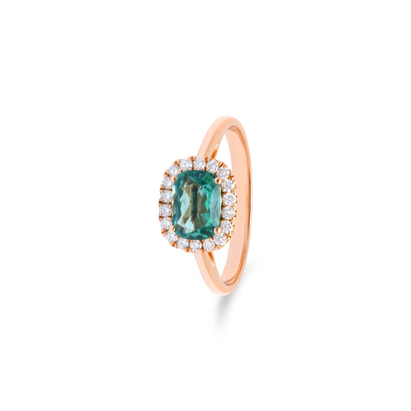 Bague San Marco en or rose, quartz vert et diamants