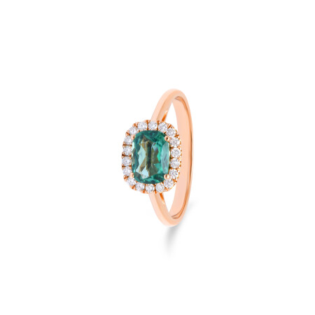 Bague San Marco en or rose, quartz vert et diamants