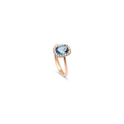 Bague San Marco en or rose, topaze Blue London et diamants