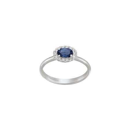 Bague 1897 en or blanc, saphir bleu et diamants