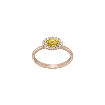 Bague 1897 en or rose, saphir jaune et diamants