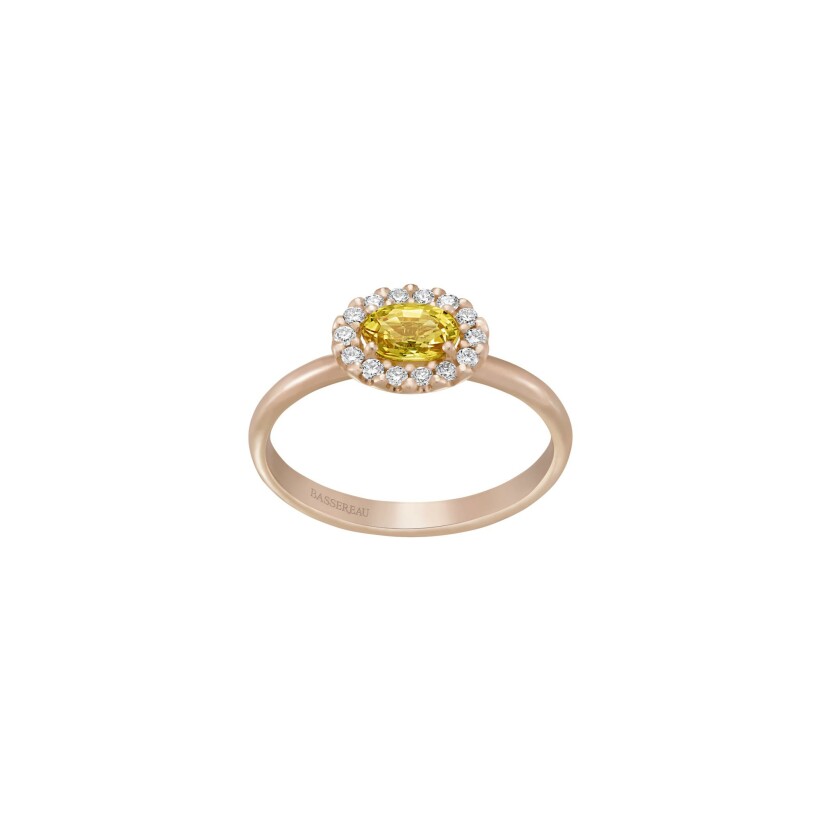 Bague Bassereau 1897 en or rose, saphir jaune et diamants