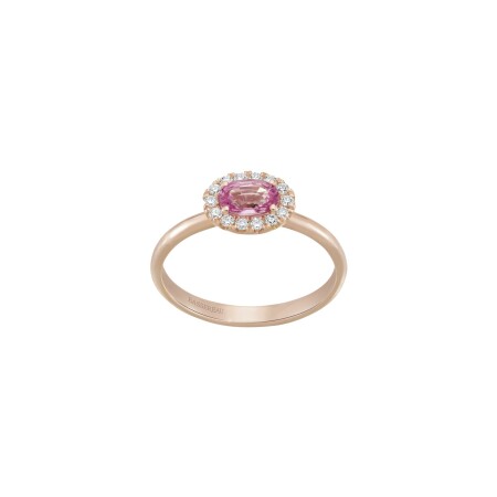 Bague 1897 en or rose, saphir rose et diamants