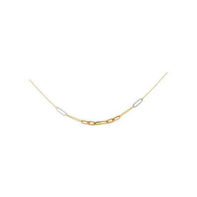 Collier 3 ors en or jaune, or blanc et or rose, 45cm
