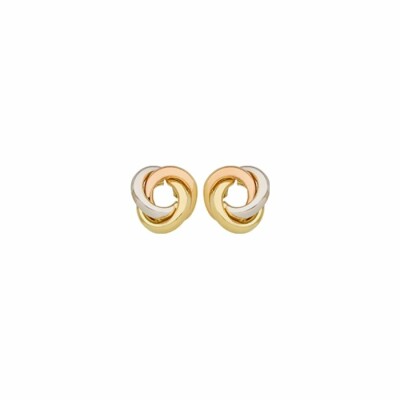 Boucles d'oreilles en or jaune, or blanc et or rose