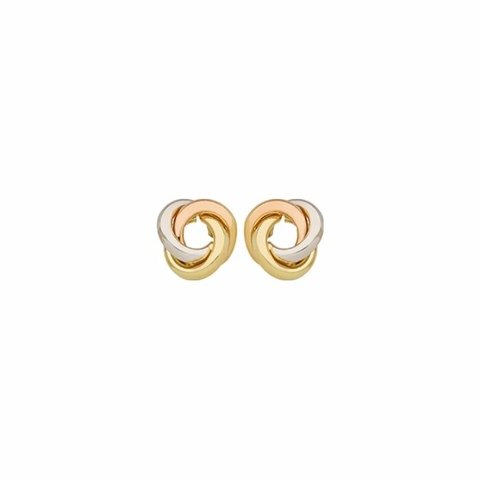 Boucles d'oreilles en or jaune, or blanc et or rose