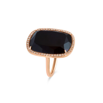 Bague Rinku en or rose, onyx et diamants