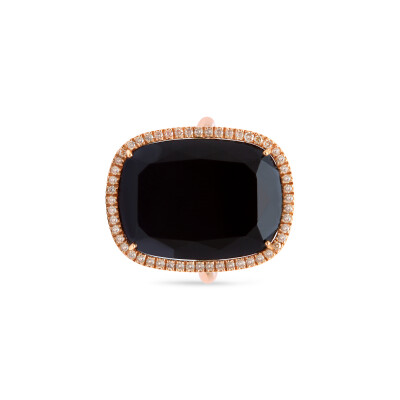 Bague Rinku en or rose, onyx et diamants