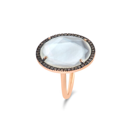 Bague Rinku en or rose, nacre et diamants