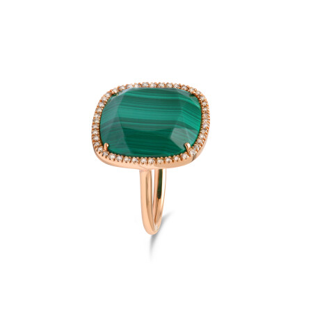 Bague Rinku en or rose, malachite et diamants