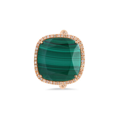 Bague Rinku en or rose, malachite et diamants