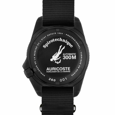 Coffret de montre Auricoste Spirotechnique 300M Black DLC Cadran Chiffres
