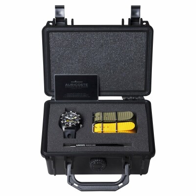 Coffret de montre Auricoste Spirotechnique 300M Black DLC Cadran Chiffres