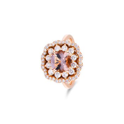 Bague Ponte Vecchio en rose, morganite et diamants