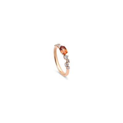 Bague Confetti en or rose, saphir orange et diamants
