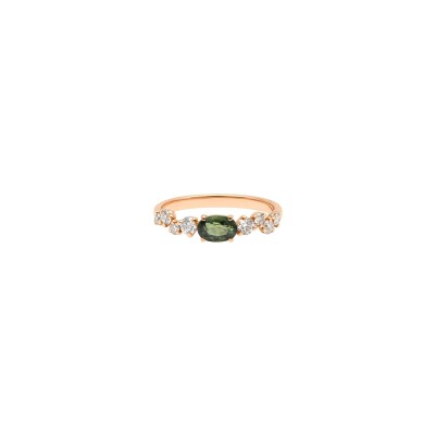 Bague Confetti en or rose, saphir vert et diamants