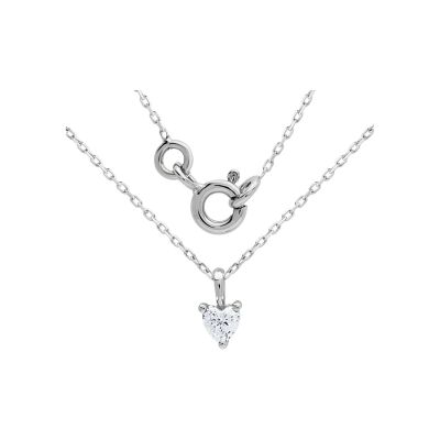 Collier coeur en or blanc et oxyde de zirconium, 42cm