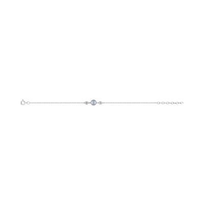 Bracelet en argent rhodié, perle d'imitation et oxyde de zirconium